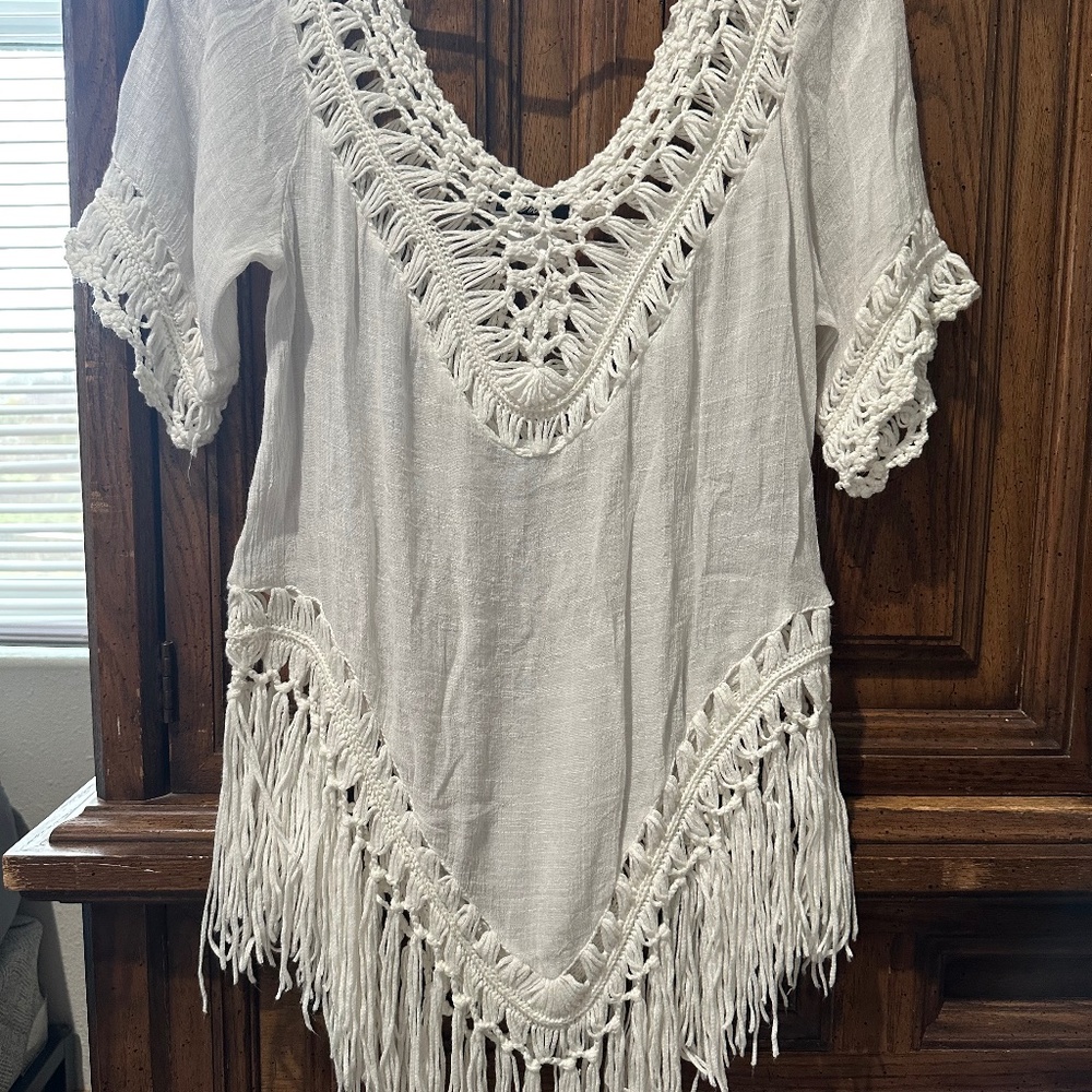 Fringe hippie crochet shirt